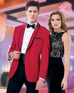 Load image into Gallery viewer, Custom Tailored Royal Red One Button Shawl Lapel Tuxedo
