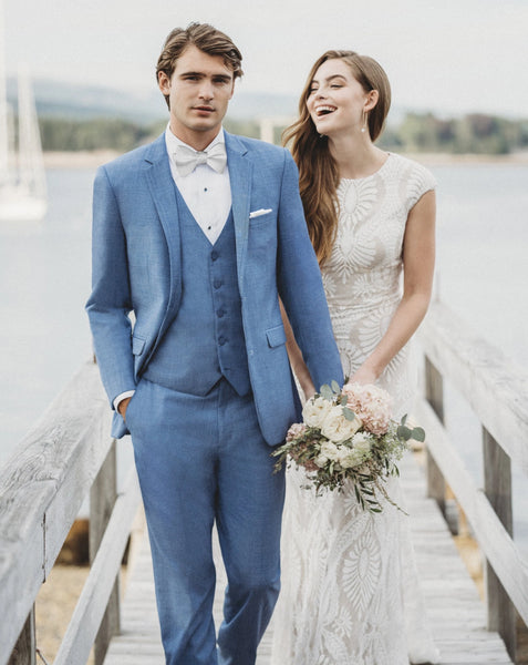 Light blue shop groom suit